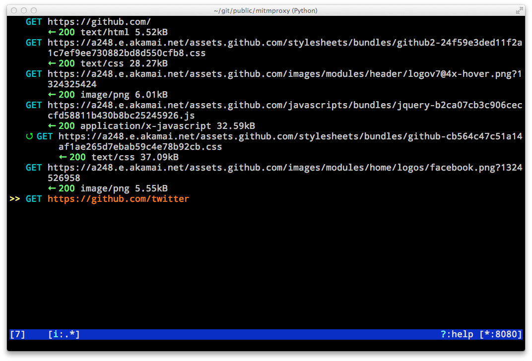 mitmproxy screenshot